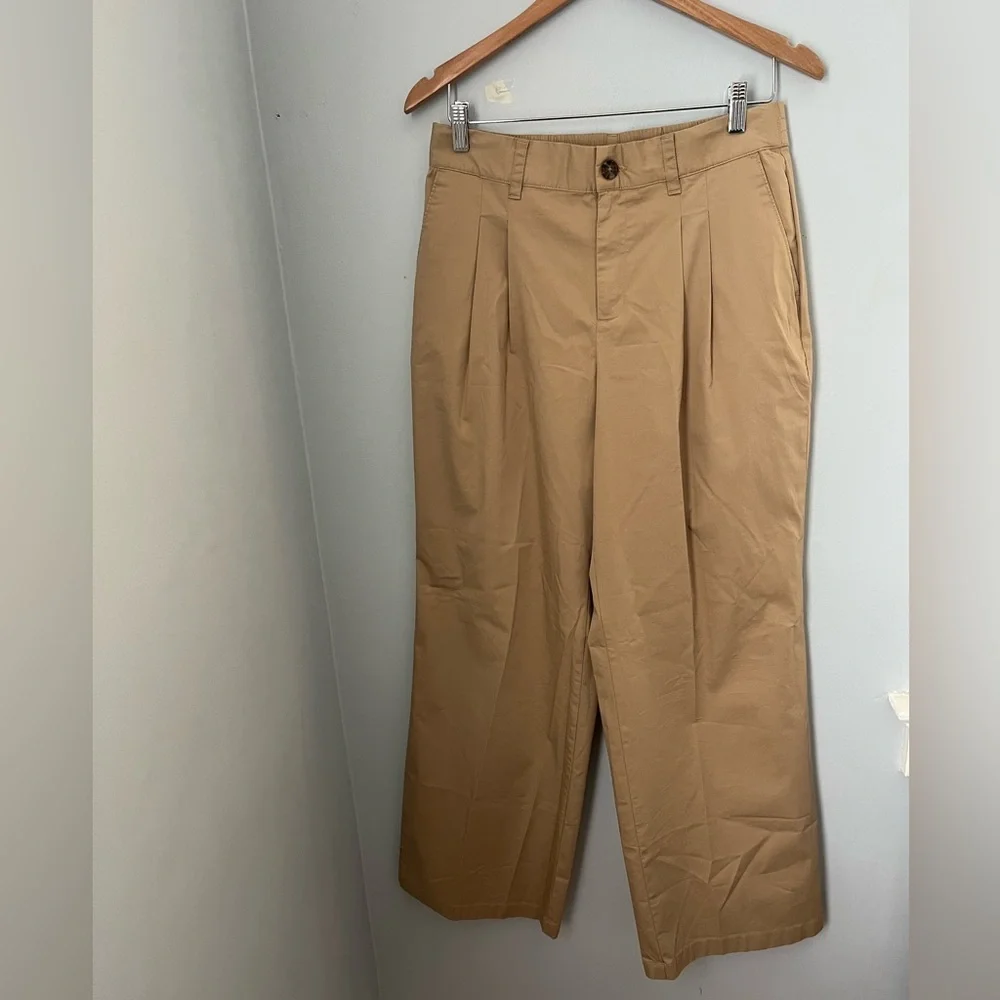 Lands' End Tan Wide Leg Pleated Pants